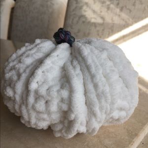 Hand knit white pumpkin.